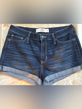 Hollister Dark Blue Cuffed Denim Shorts